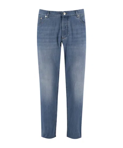 BRUNELLO CUCINELLI BRUNELLO CUCINELLI LOGO PATCH CUFFED-HEM JEANS