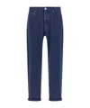Brunello Cucinelli Garment-dyed Logo-patch Jeans In Multi