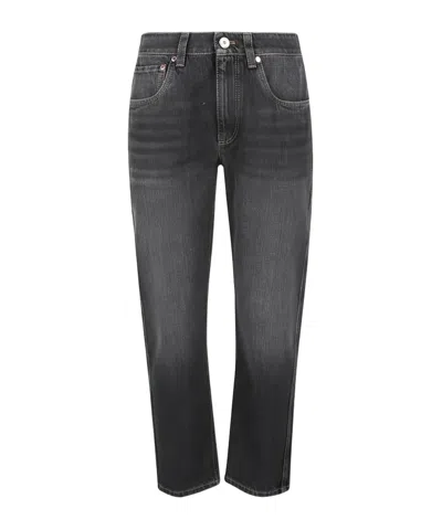 Brunello Cucinelli Belt Loop Jeans In Gray