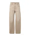 Brunello Cucinelli Women Beige Authentic Denim Wide Jeans With Monili In Metallic