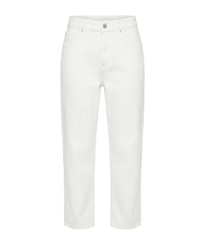 Brunello Cucinelli Belt Loop Jeans In White