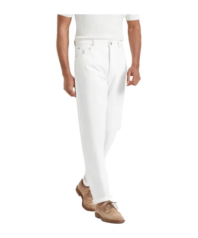 Brunello Cucinelli Belt-loop Jeans In White
