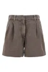 Brunello Cucinelli Linen Cotton Shorts Bermuda And Short Brown In Brown