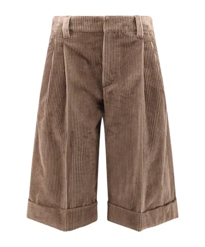 Brunello Cucinelli Belt Loop Shorts In Brown