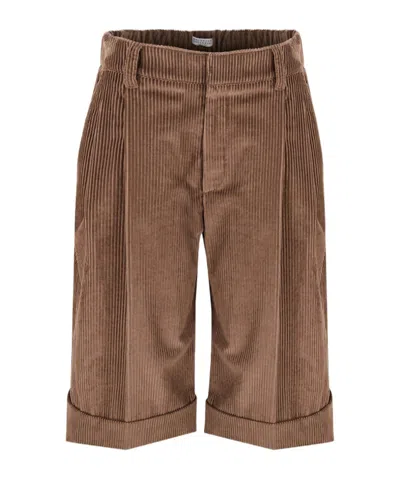 Brunello Cucinelli Belt Loop Shorts In Brown