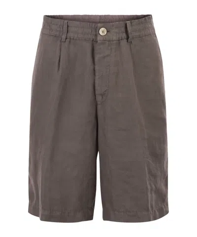 Brunello Cucinelli Belt Loop Shorts In Gray