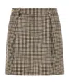 Brunello Cucinelli Checked Virgin Wool Flannel Miniskirt In Brown