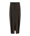 Brunello Cucinelli Curved Design Skirt With Pleats And Pockets In Brown