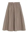 Brunello Cucinelli Linen Midi Skirt In Gray