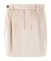 Brunello Cucinelli Cotton-blend Velvet Miniskirt In Nude