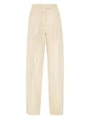 Brunello Cucinelli Wool-cashmere Dazzling Chevron Trousers In Neutral