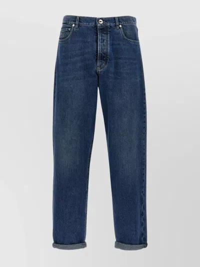 Brunello Cucinelli Belt Loops Contrast Stitching Five-pocket Style Rolled Cuffs