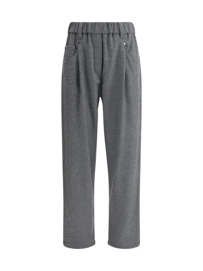 Brunello Cucinelli Belt Loops Slacks In Gray
