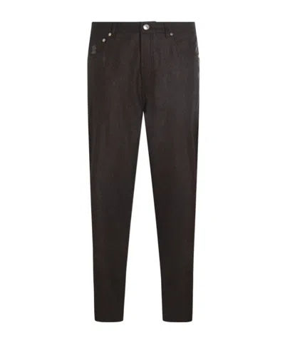 Brunello Cucinelli Belt Loops Slacks In Brown