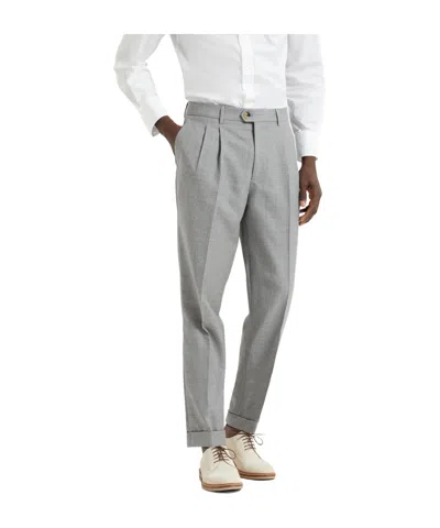 Brunello Cucinelli Belt Loops Slacks In Gray