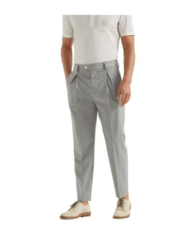 Brunello Cucinelli Belt Loops Slacks In Gray
