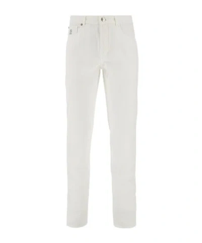 Brunello Cucinelli Belt Loops Slacks In White