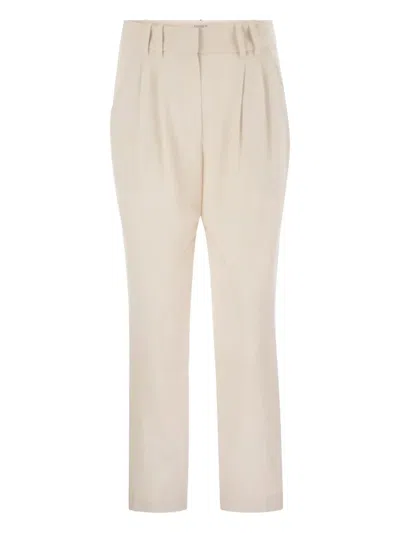 Brunello Cucinelli Women Stretch Viscose-wool Twill Equestrian Trousers With Jewellery In Neutral