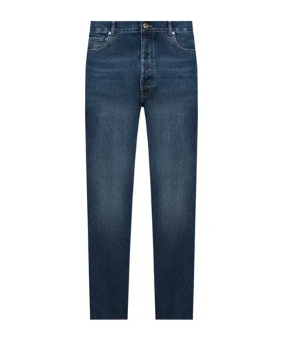 Brunello Cucinelli Belt Ring Denim Trousers In Blue