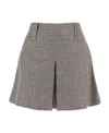 Brunello Cucinelli Checked Linen Skort In Gray
