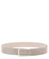 Brunello Cucinelli Suede Belt With Substantial Buckle In Silver