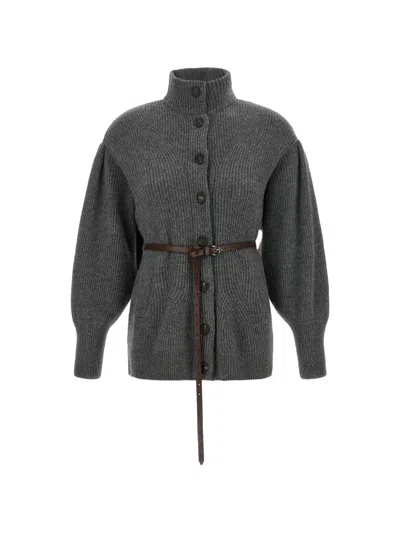 Brunello Cucinelli Grey Knitted Turtle Neck Sweater In Gray
