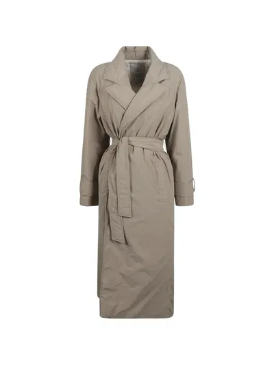 Brunello Cucinelli Belted Coat In Gray