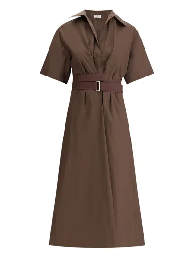 BRUNELLO CUCINELLI BELTED COTTON MIDI DRESS
