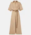 Brunello Cucinelli Belted Cotton Shirt Dress In Beige