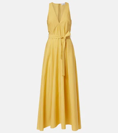 Brunello Cucinelli Belted V-neck Dress In Yellow