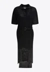 Brunello Cucinelli Belted Crochet Knit Midi Dress In Black