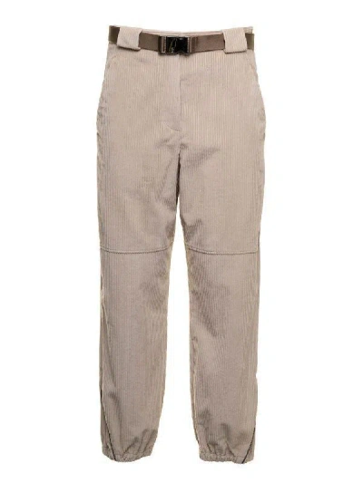 Brunello Cucinelli Belted Cropped Trousers In Brown