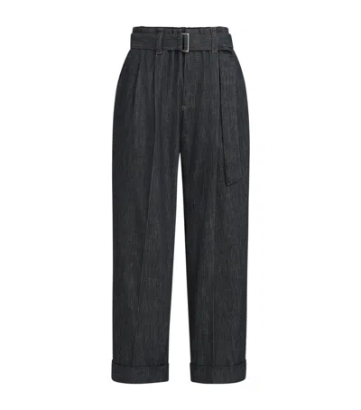 Brunello Cucinelli Belted Denim Trousers In Black