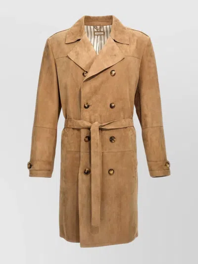 Brunello Cucinelli Belted Double-breasted Coat Notched Lapels