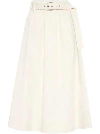 BRUNELLO CUCINELLI BELTED GABARDINE MIDI SKIRT