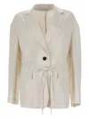 Brunello Cucinelli Belted Jacket In Neutral