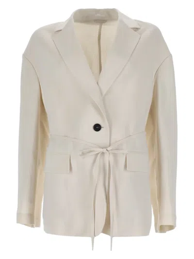 Brunello Cucinelli Belted Jacket In Neutral