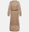 Brunello Cucinelli Hazelnut Color Midi Dress With Waist Belt In Brown
