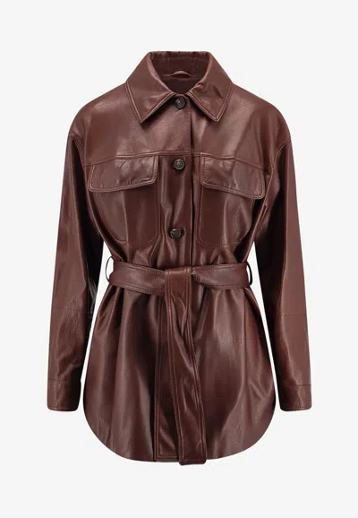 BRUNELLO CUCINELLI BELTED LEATHER JACKET