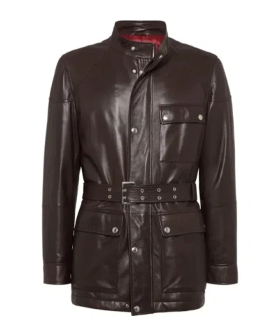 BRUNELLO CUCINELLI BELTED LEATHER SAFARI JACKET