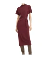Brunello Cucinelli Drape Short-sleeve Wool Jersey Midi Wrap Dress In Brown