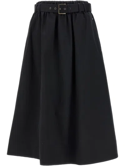 Brunello Cucinelli Solid Color Midi Skirt In Black