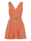 Brunello Cucinelli Sleeveless Belted Cotton Mini Dress
