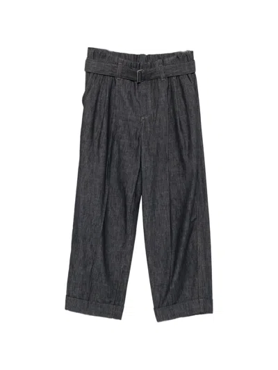 Brunello Cucinelli Belted Pleated Jeans In Gray