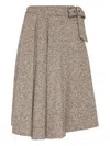 Brunello Cucinelli Virgin Wool And Silk Midi Skirt In Brown