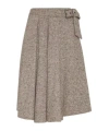 Brunello Cucinelli Virgin Wool And Silk Midi Skirt In Brown