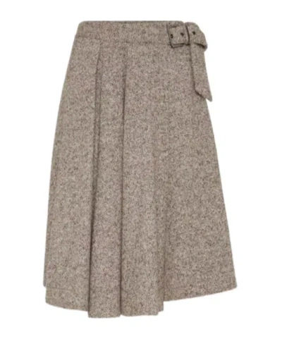 BRUNELLO CUCINELLI BELTED PLEATED SKIRT