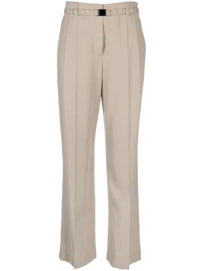 Brunello Cucinelli Belted Pleated Straight-leg Trousers In Neutrals
