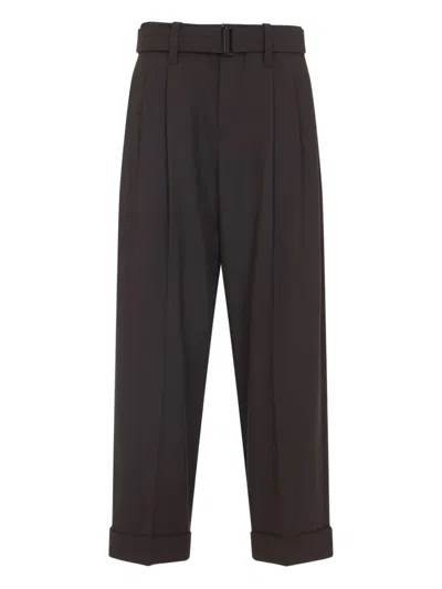 Brunello Cucinelli Belted Pleated Straight Trousers In Black