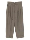 Brunello Cucinelli Belted Pleated Trousers In Brown